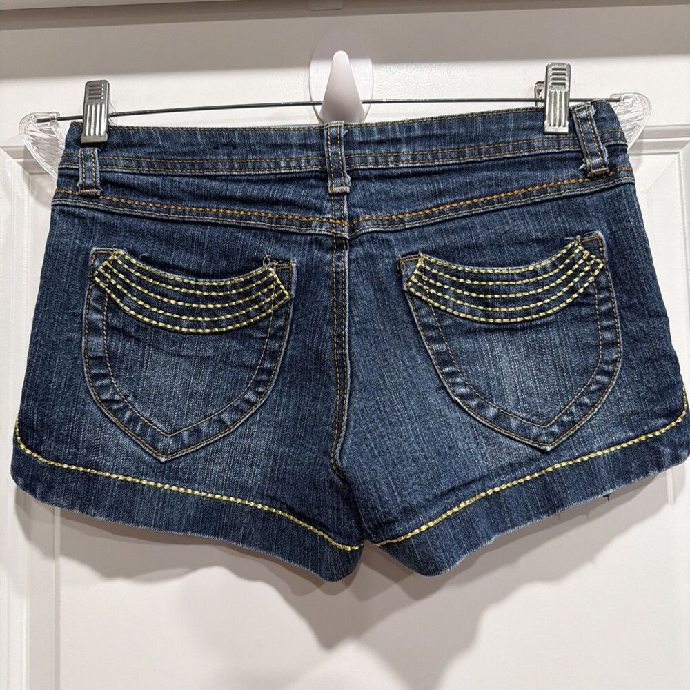Vintage South Pole 3 Blue Dark Denim Mini Shorts Zippers Daisy Dukes y2K